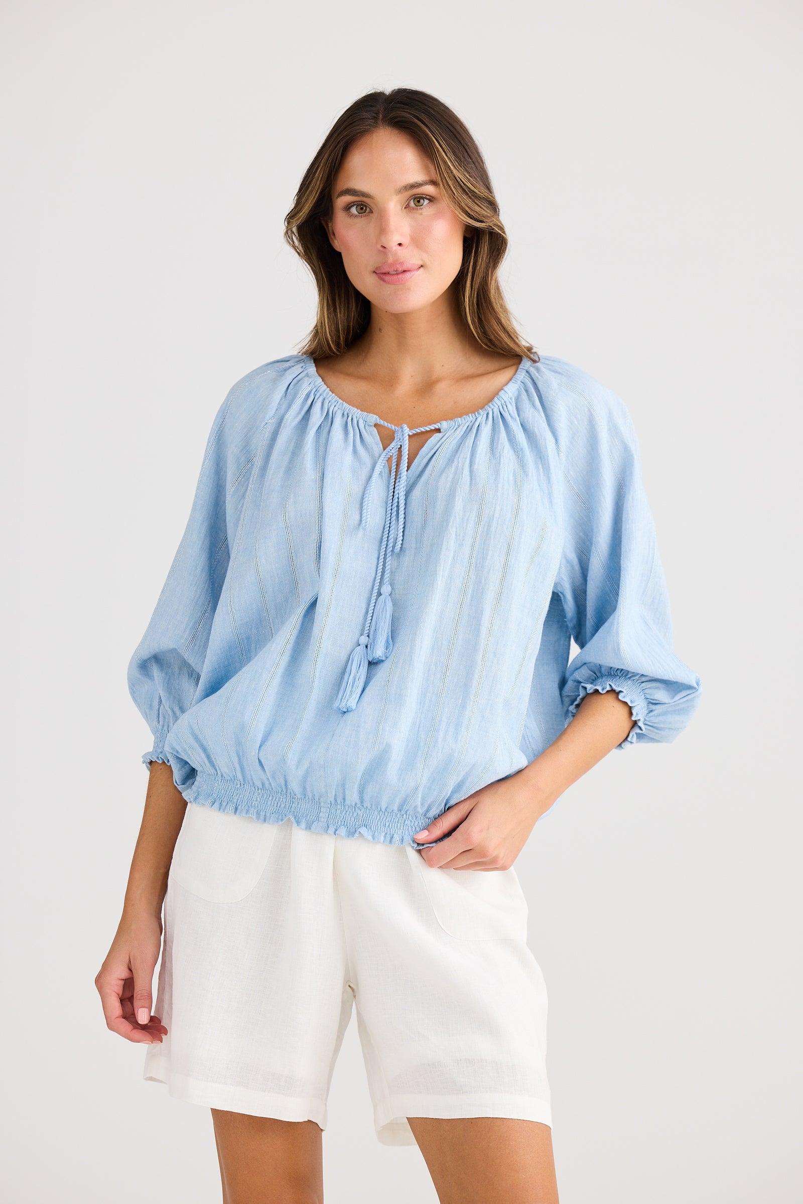 Seaside Top - Blue Self Stripe