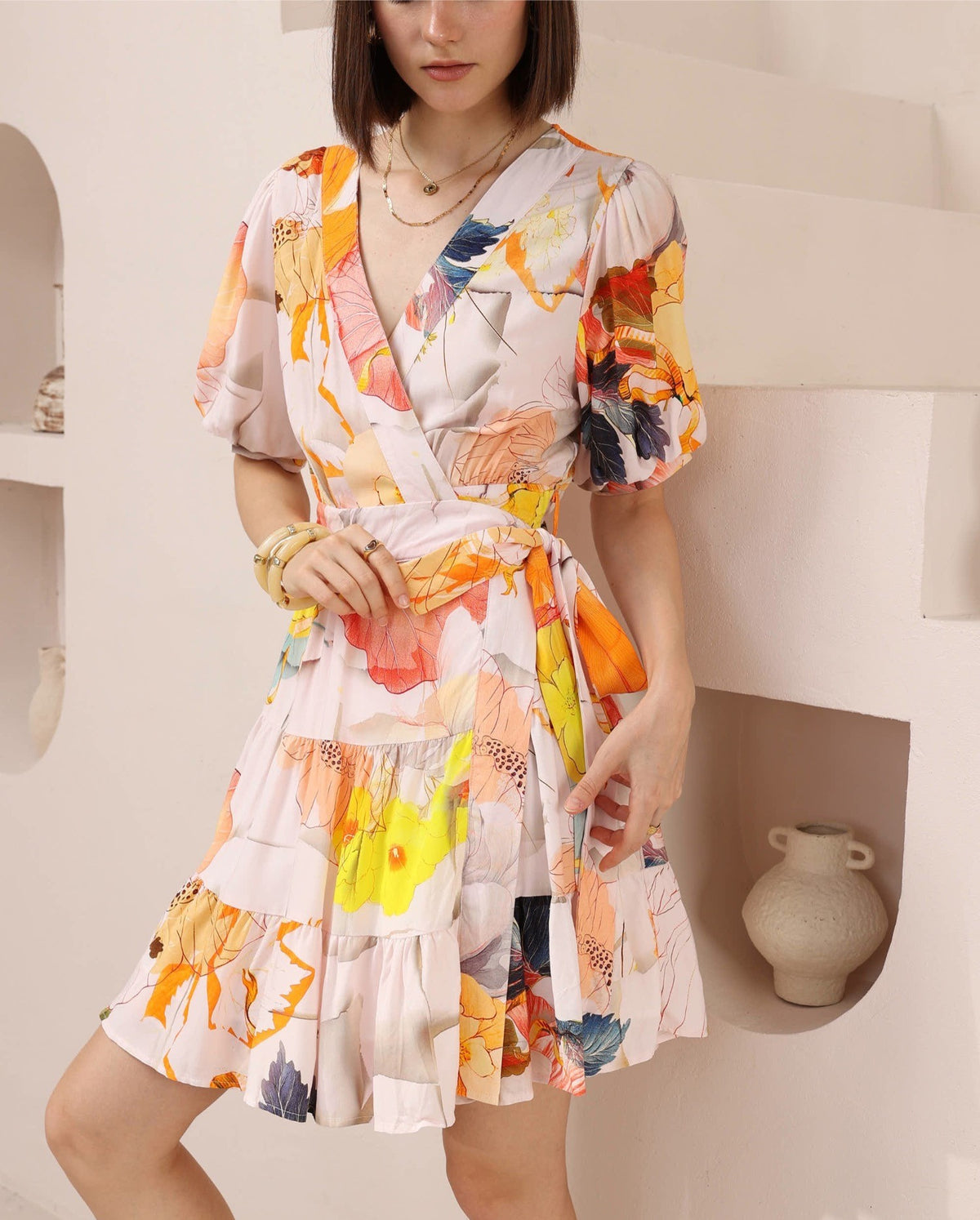 Hibiscus Wrap Midi Dress