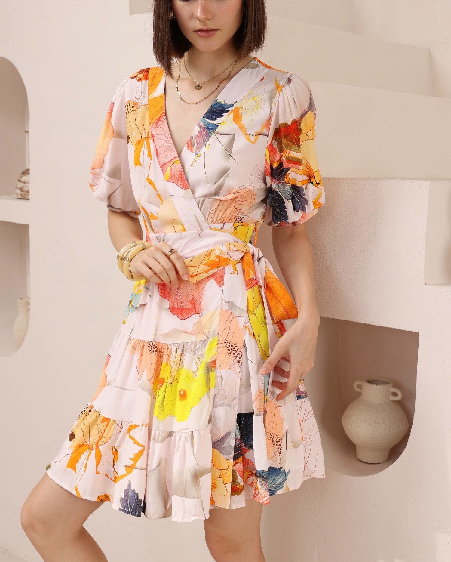 Hibiscus Wrap Midi Dress