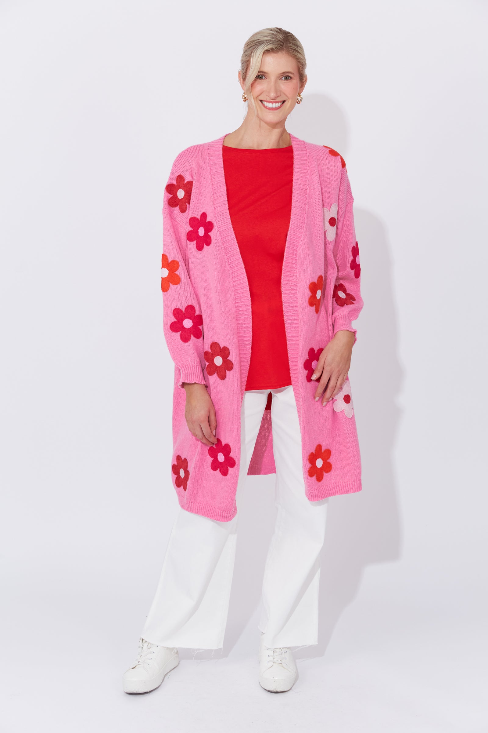 Delphi Flower Long Knit Cardigan