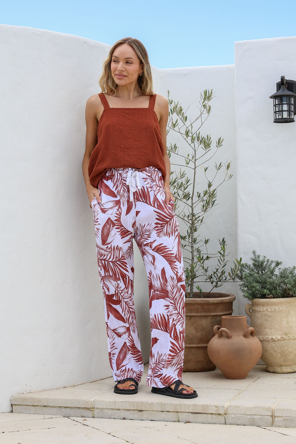 Gelso Linen Pants – Caramel Leaf