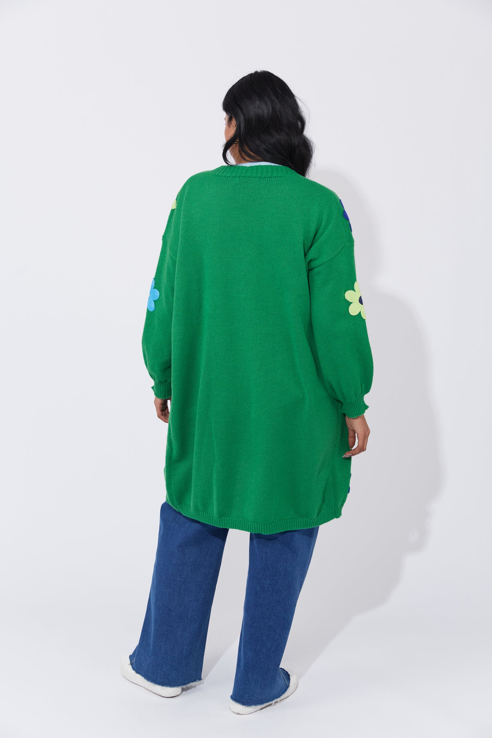 Delphi Flower Long Knit Cardigan