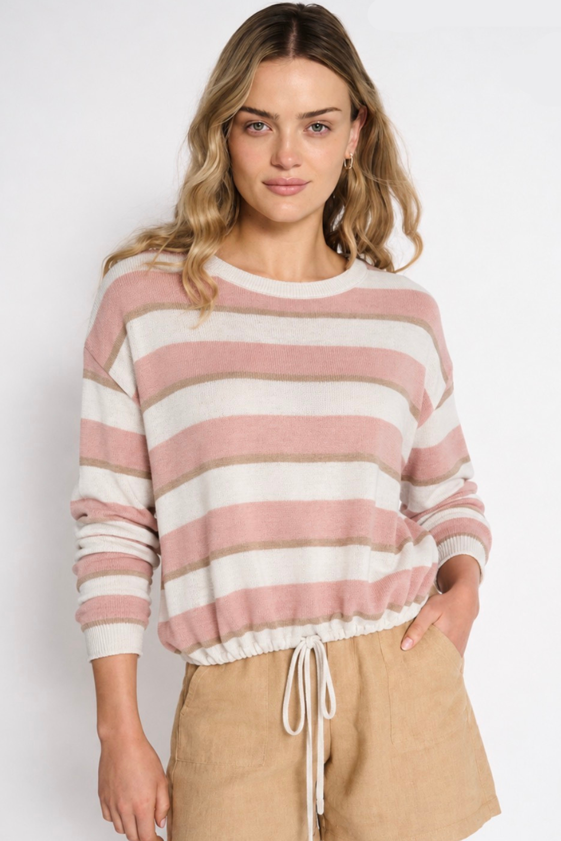 Striped Hailey Drawstring Top