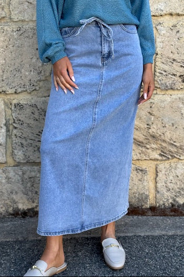 Maximus Tie Denim Skirt