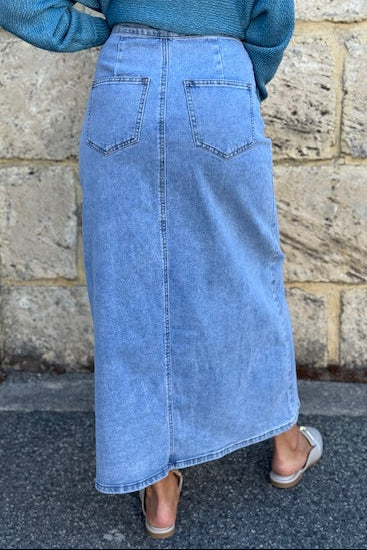 Maximus Tie Denim Skirt