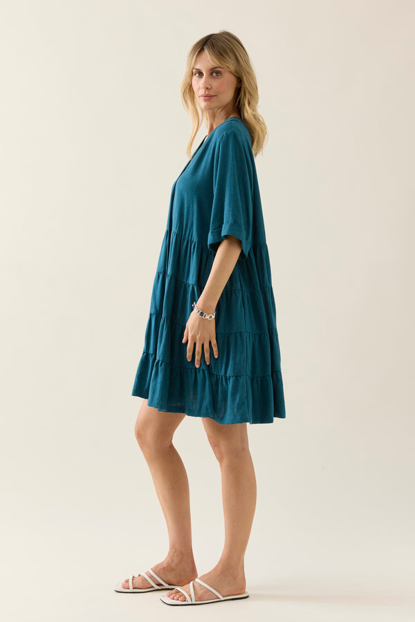 Ingrid Button Dress in Baltic by Isle of Mine - Kindred Spirit ...