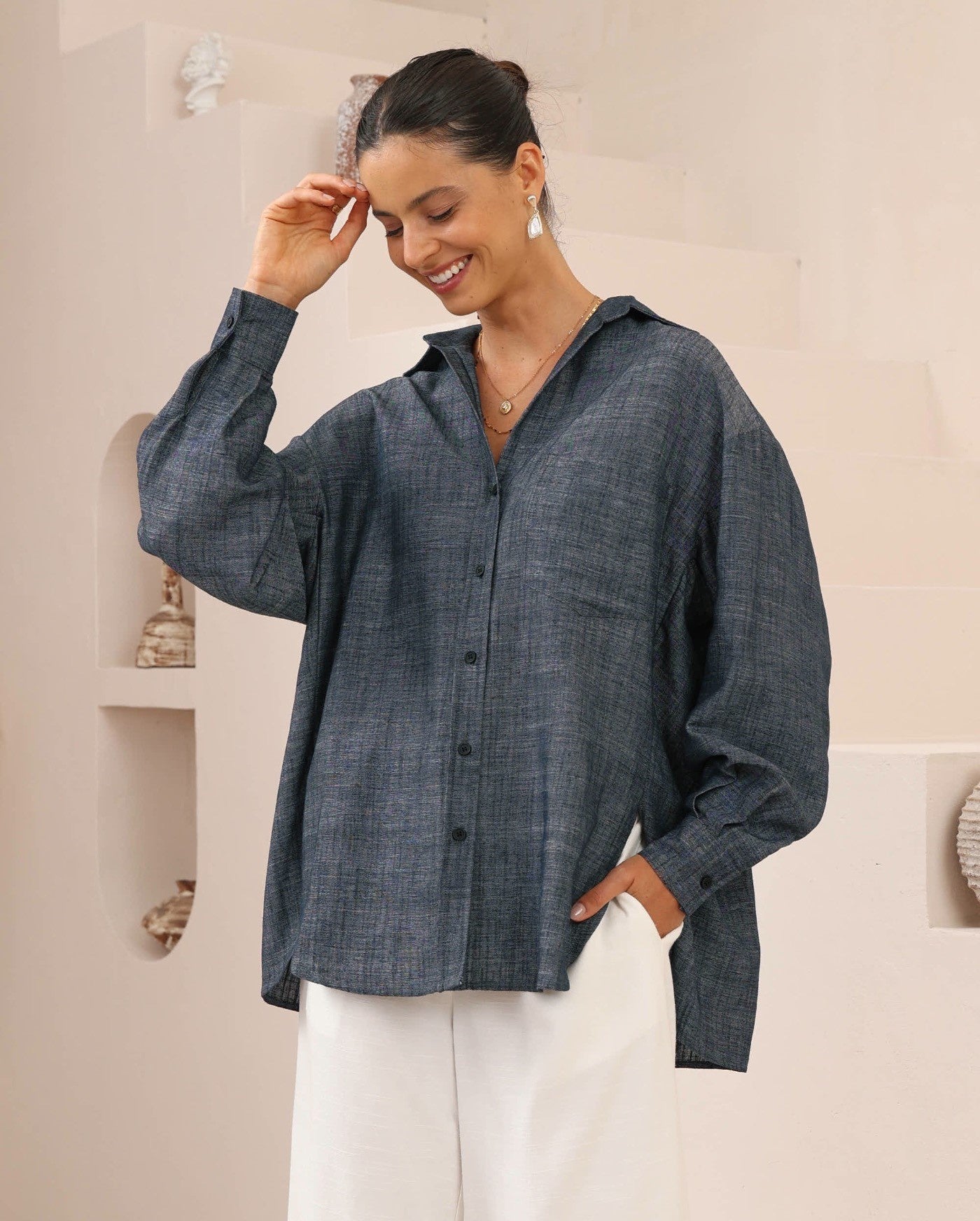 Relaxed Open Collar Shirt