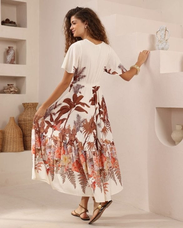 Botanical Gathered Dress
