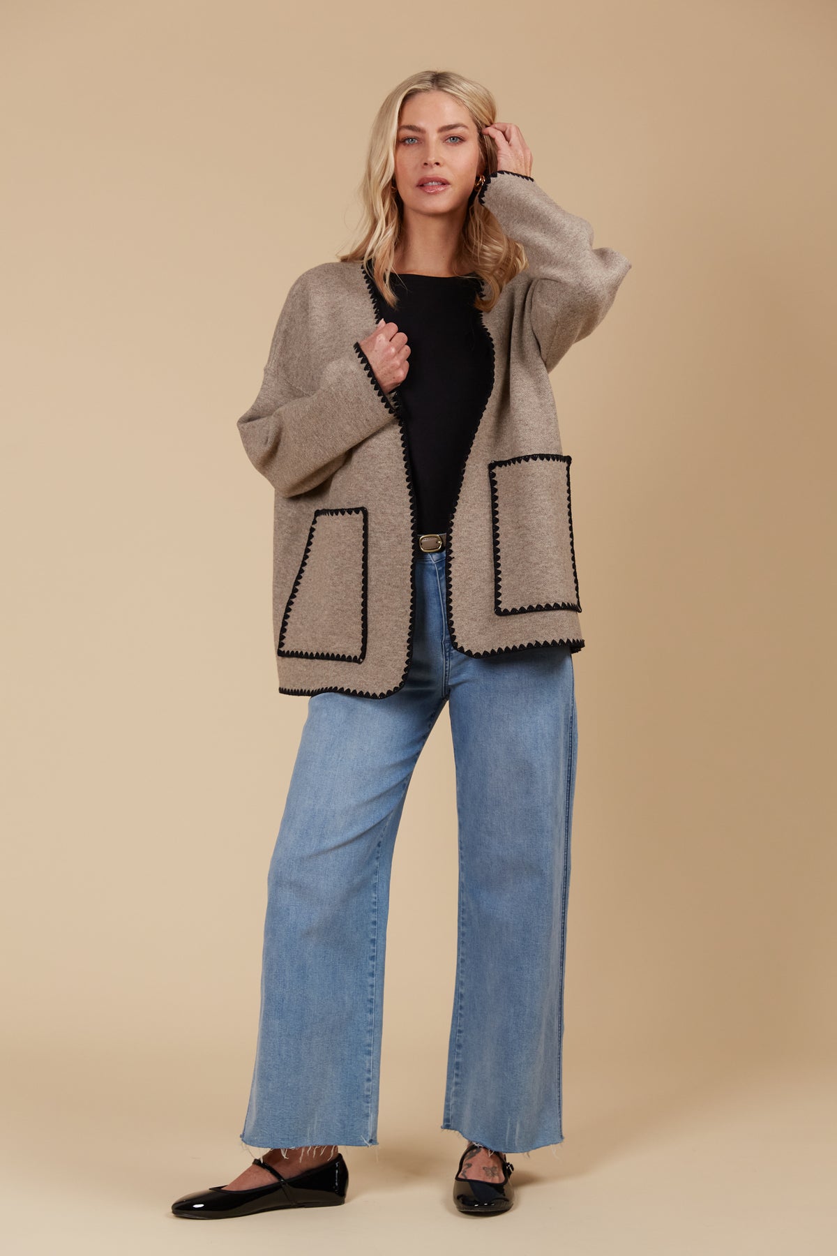 Athena Contrast Stitch Cardigan