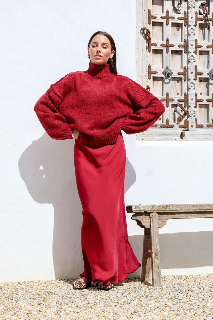 Janelle Satin Maxi Skirt