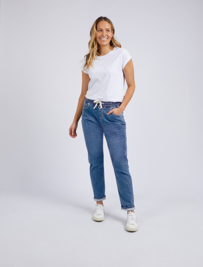 Mid Blue Juliette Jogger Jeans by Foxwood.