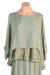 Mannequin wearing the Marta sage green silk blend top with lace inset, floaty sleeves and a round neckline by La Sofia.