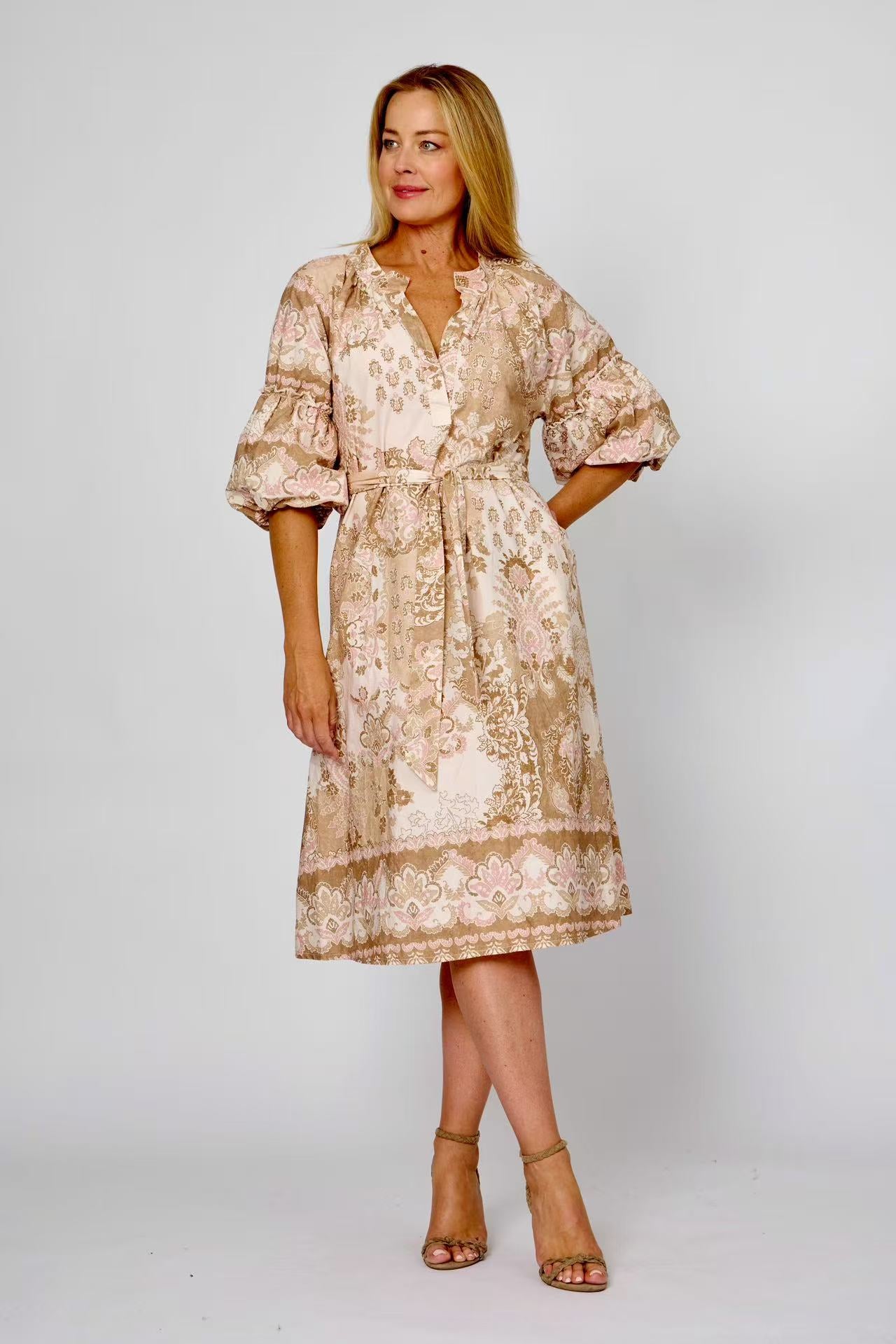 Cotton Puff Sleeve Dress