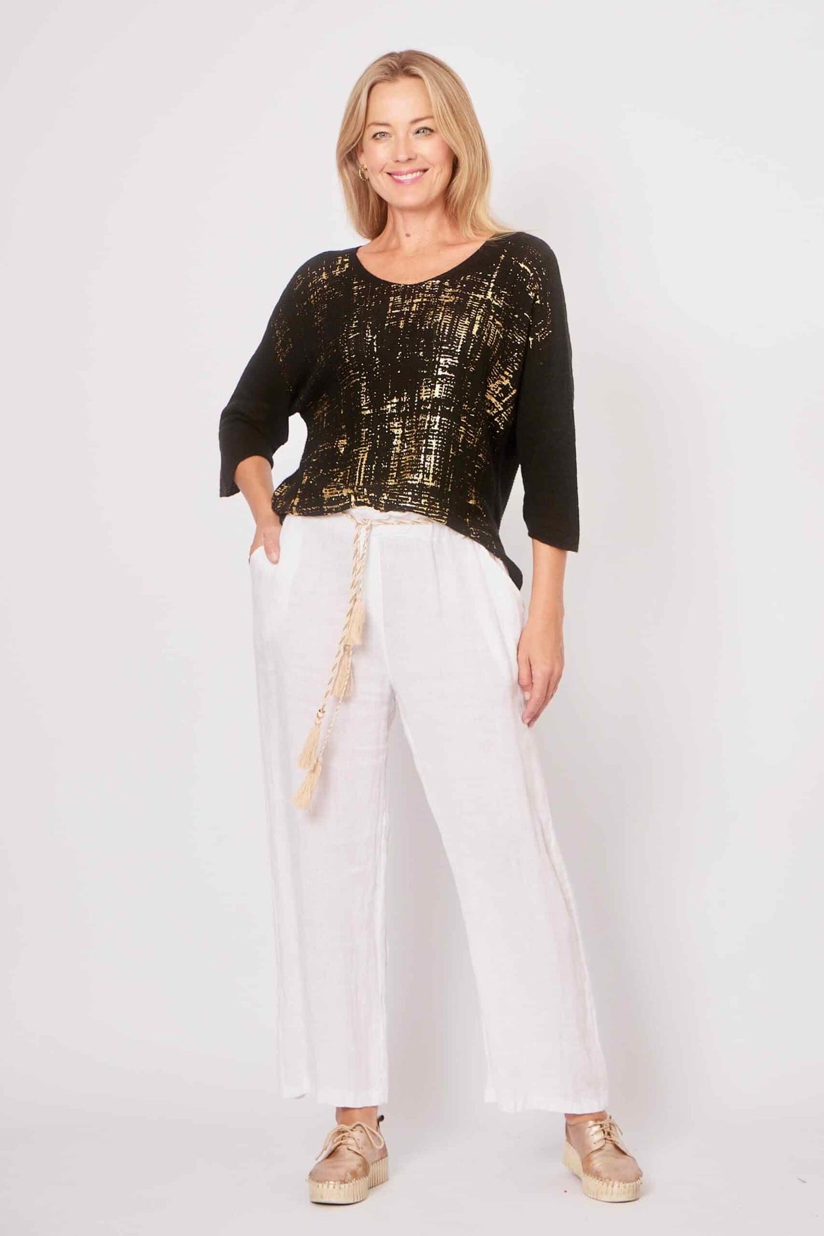 Gold Foil Knitted Top