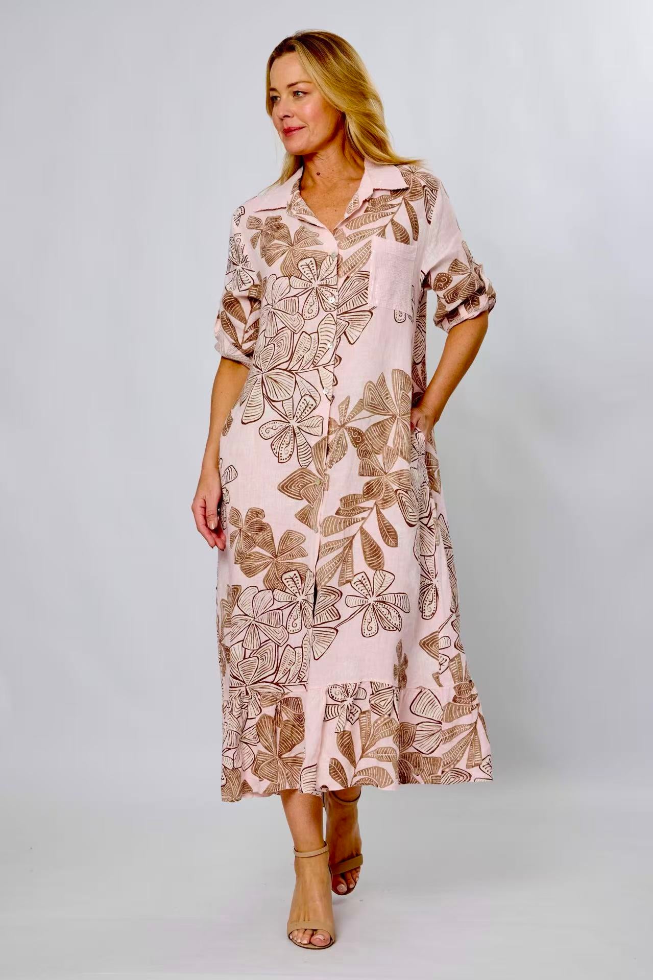 Frill Hem Shirt Dress