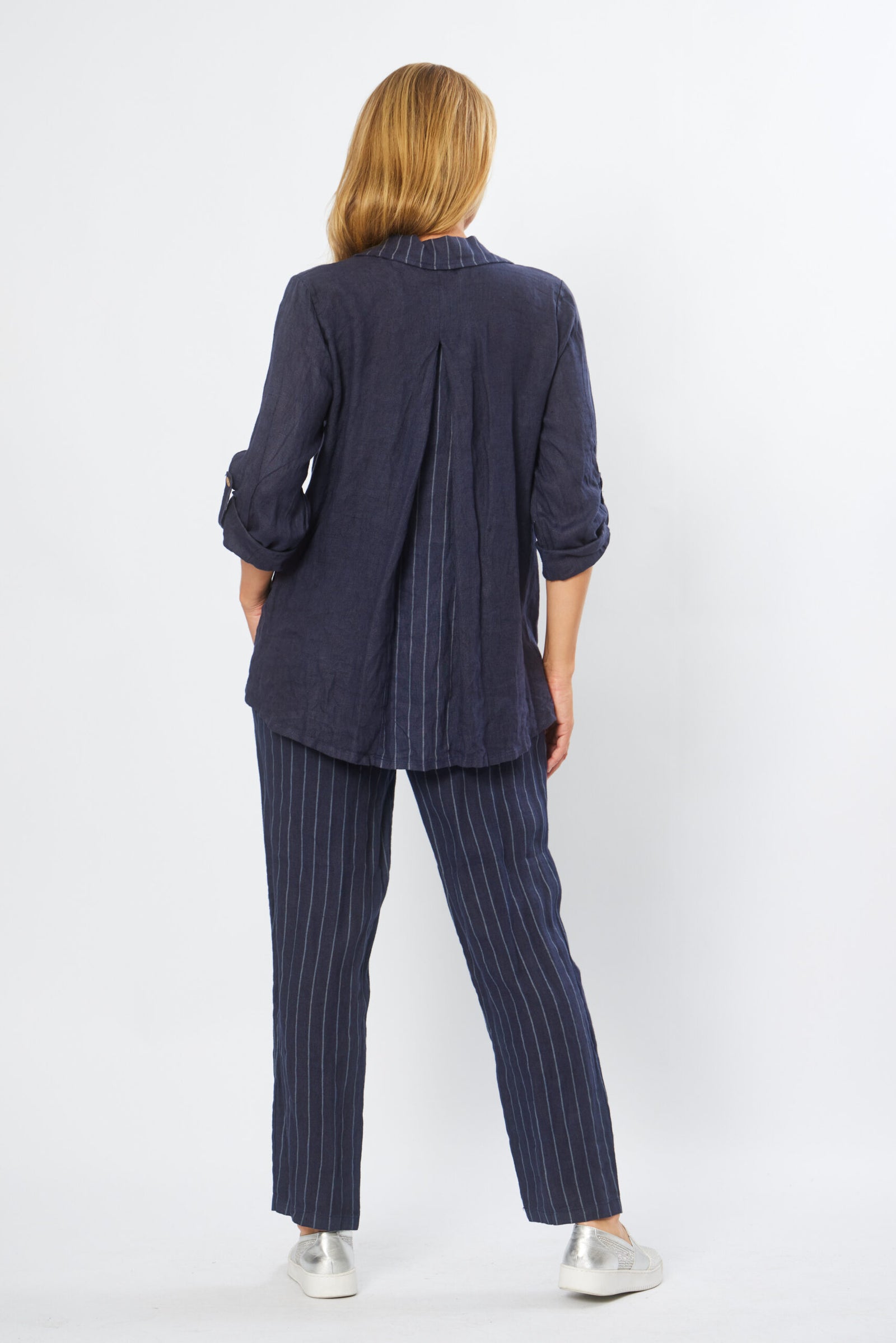 Stripe Pocket and Collar Top