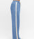 Model wearing Label of Love Cream Side Stripe Jeans with Pull on Style elasticated waist, pockets and full length.