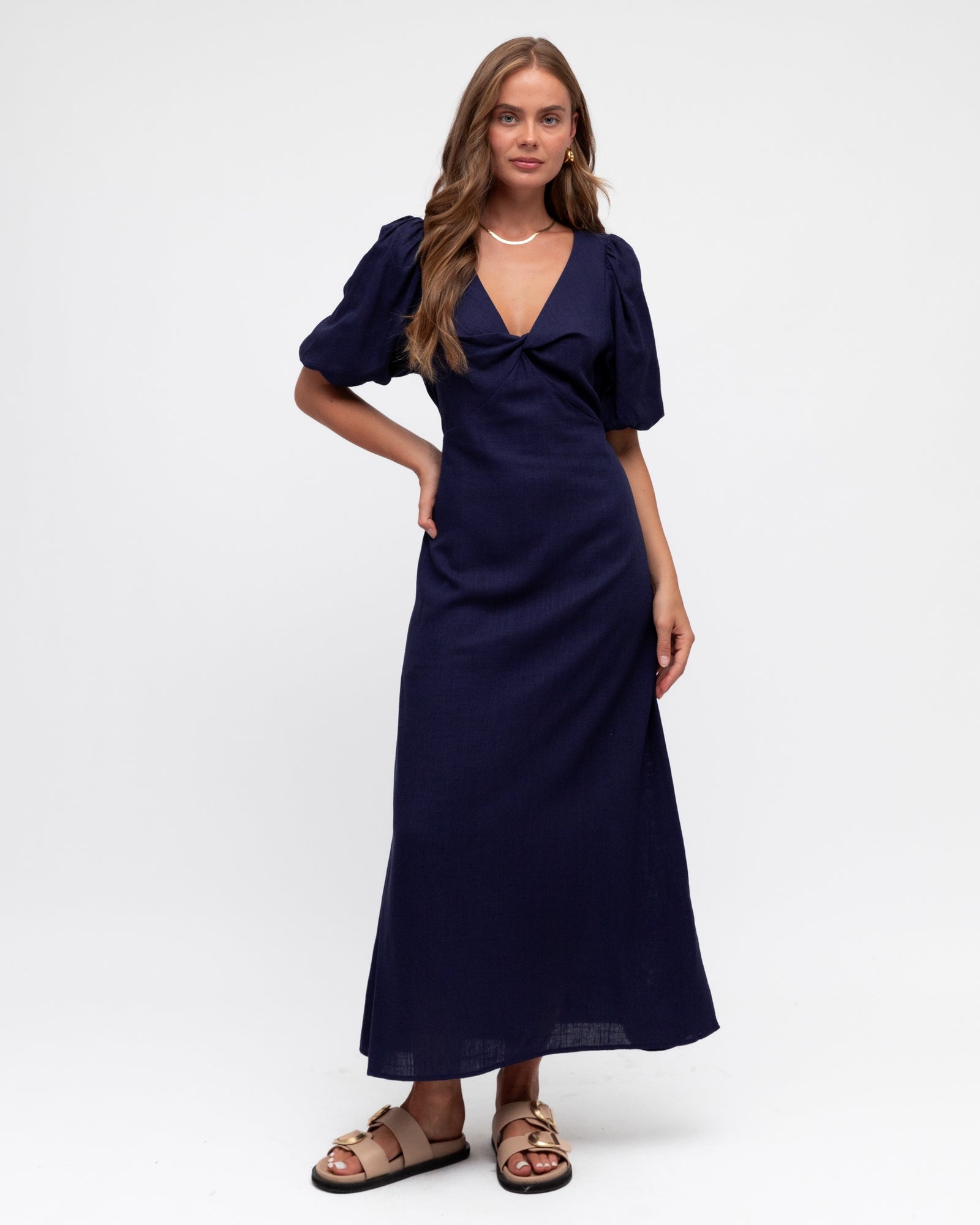 Twist Front Midi Dress