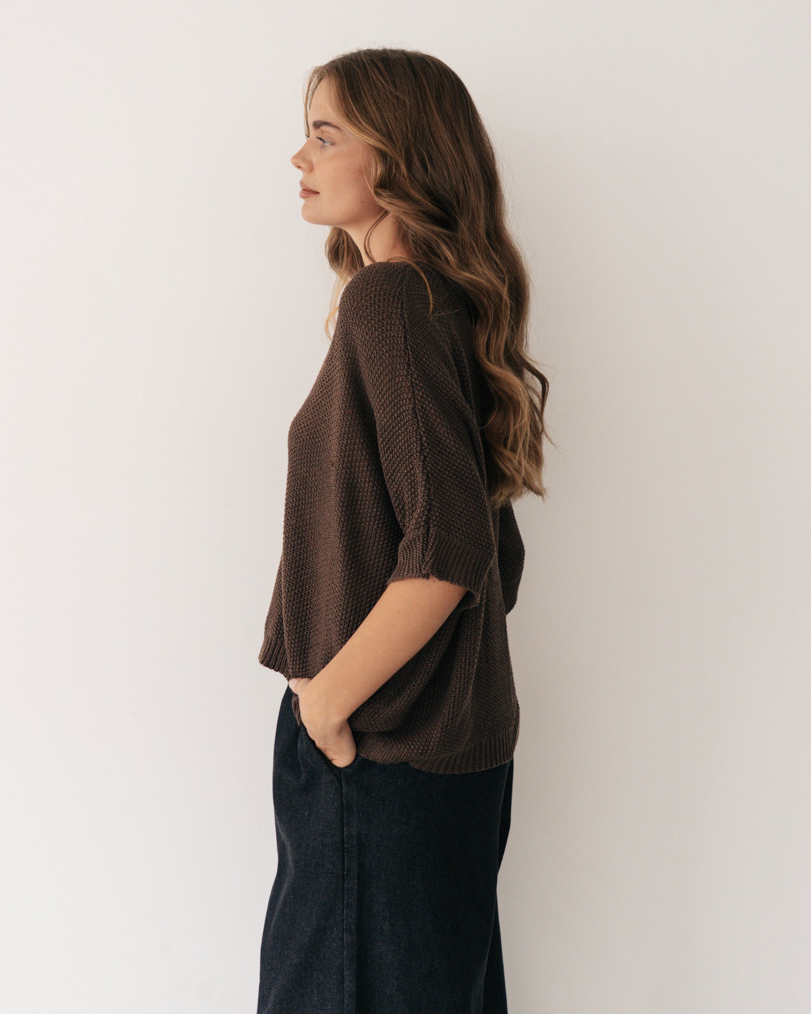 Relaxed V Neck Knit Top