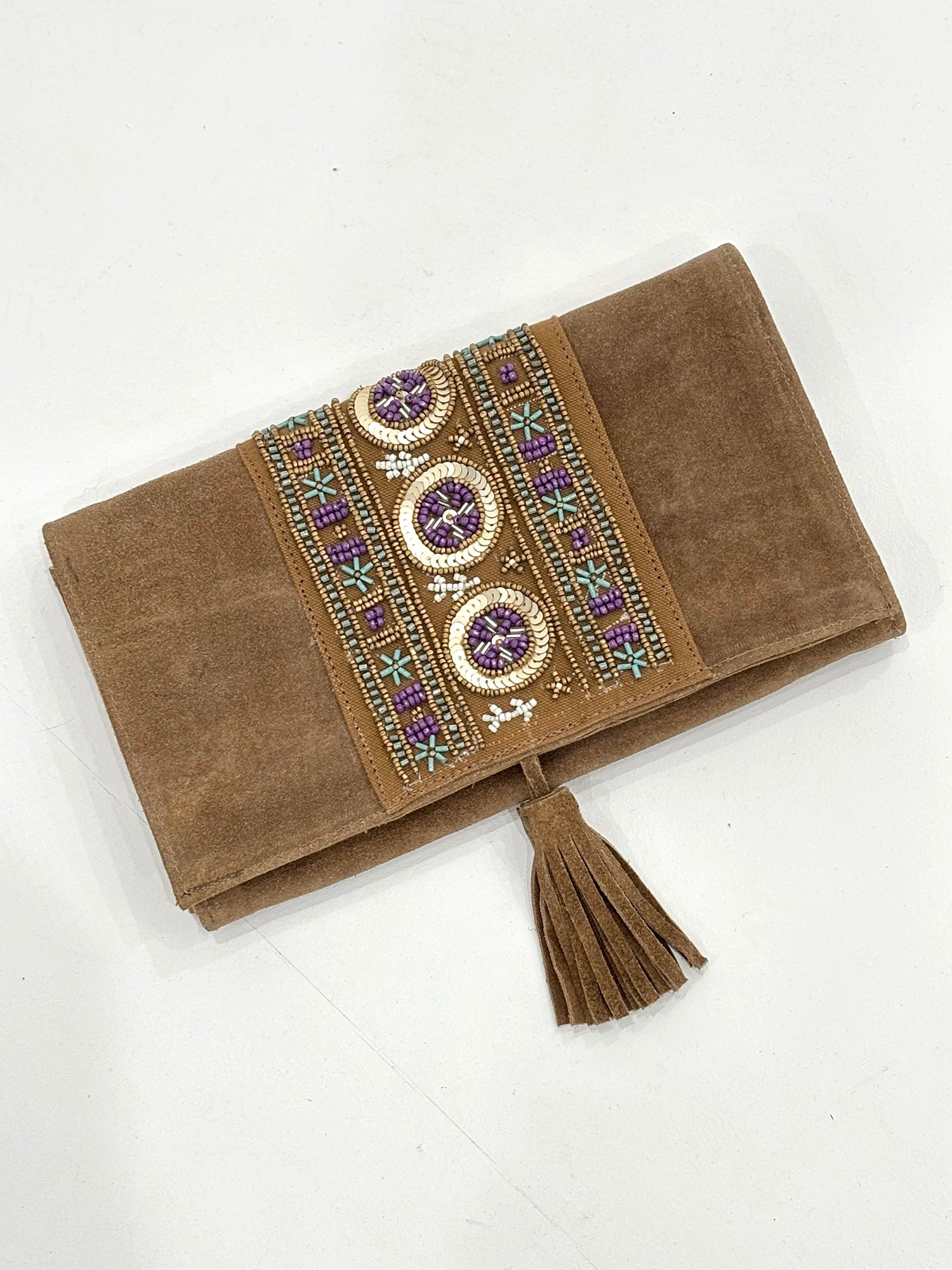 Beaded Suede Clutch