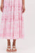 Ankle Length maxi dress with a tiered Skirt with palm tree print in Port Villa a pink and white palm tree print by adorne.