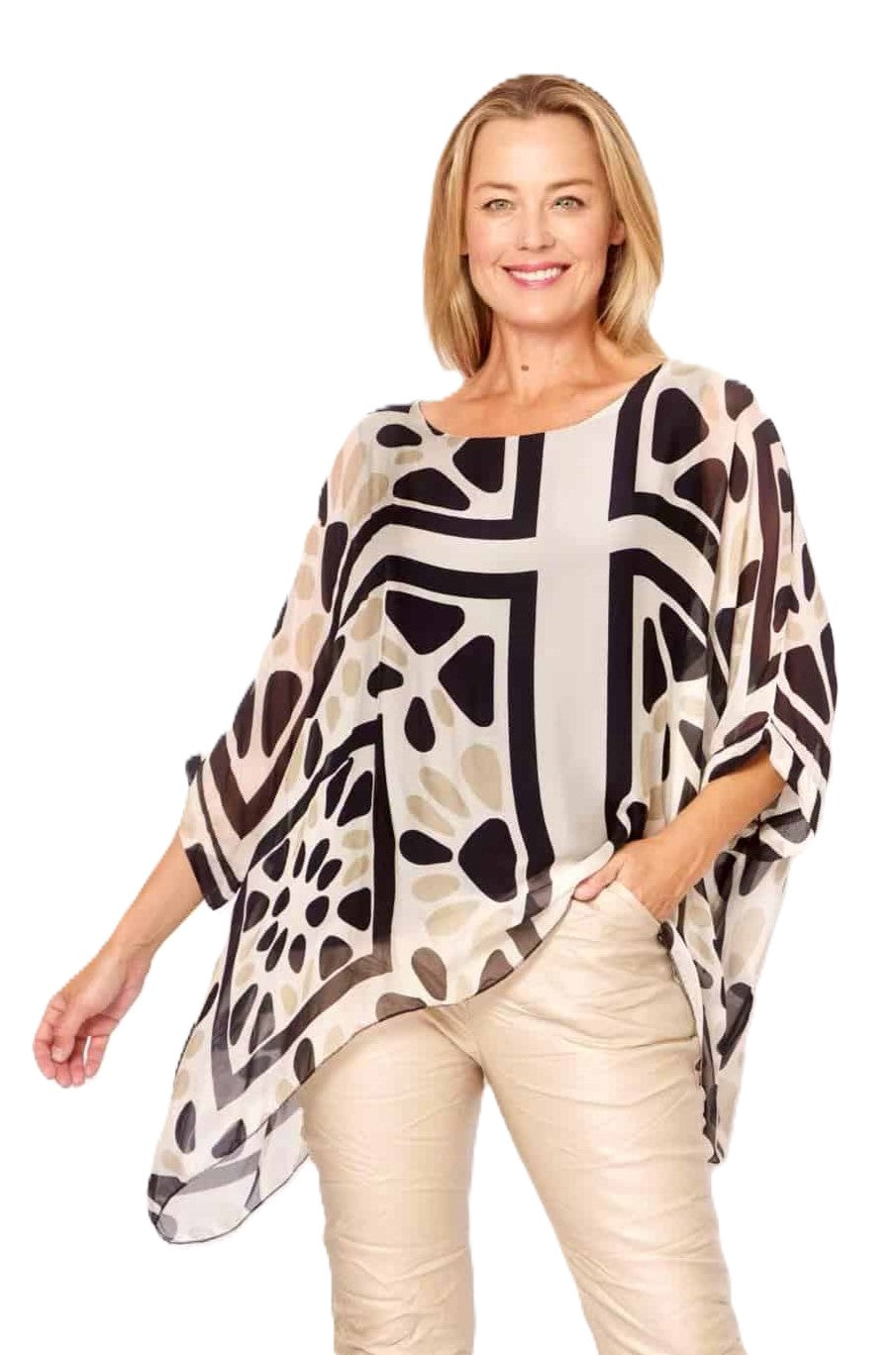 Kaftan Top Abstract Print