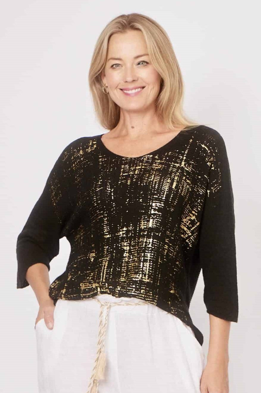 Gold Foil Knitted Top