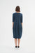 Back View of Women's Teal Blue Midi Dress diagonal seam by Tirelli.
