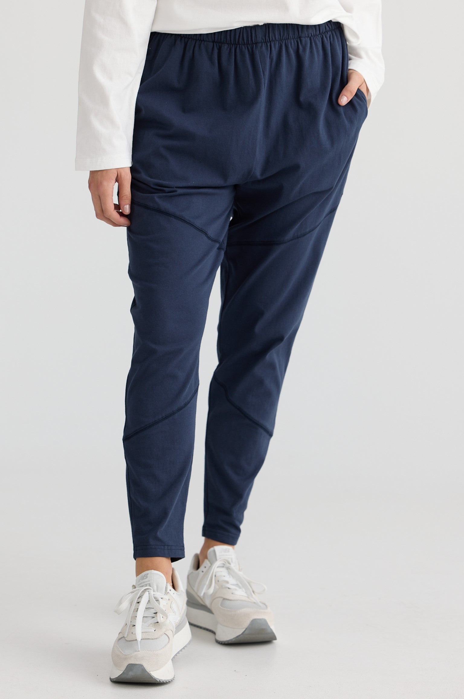 Ladies Duplex Tracksuit Pants in Navy Blue with elasticated waist and full length by Holiday lLife.