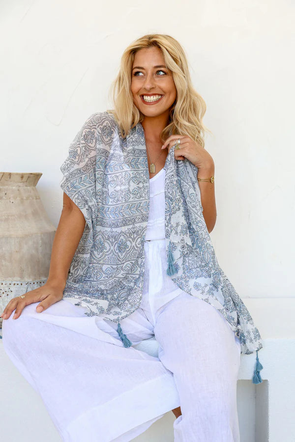 Floral Scarf w Tassels