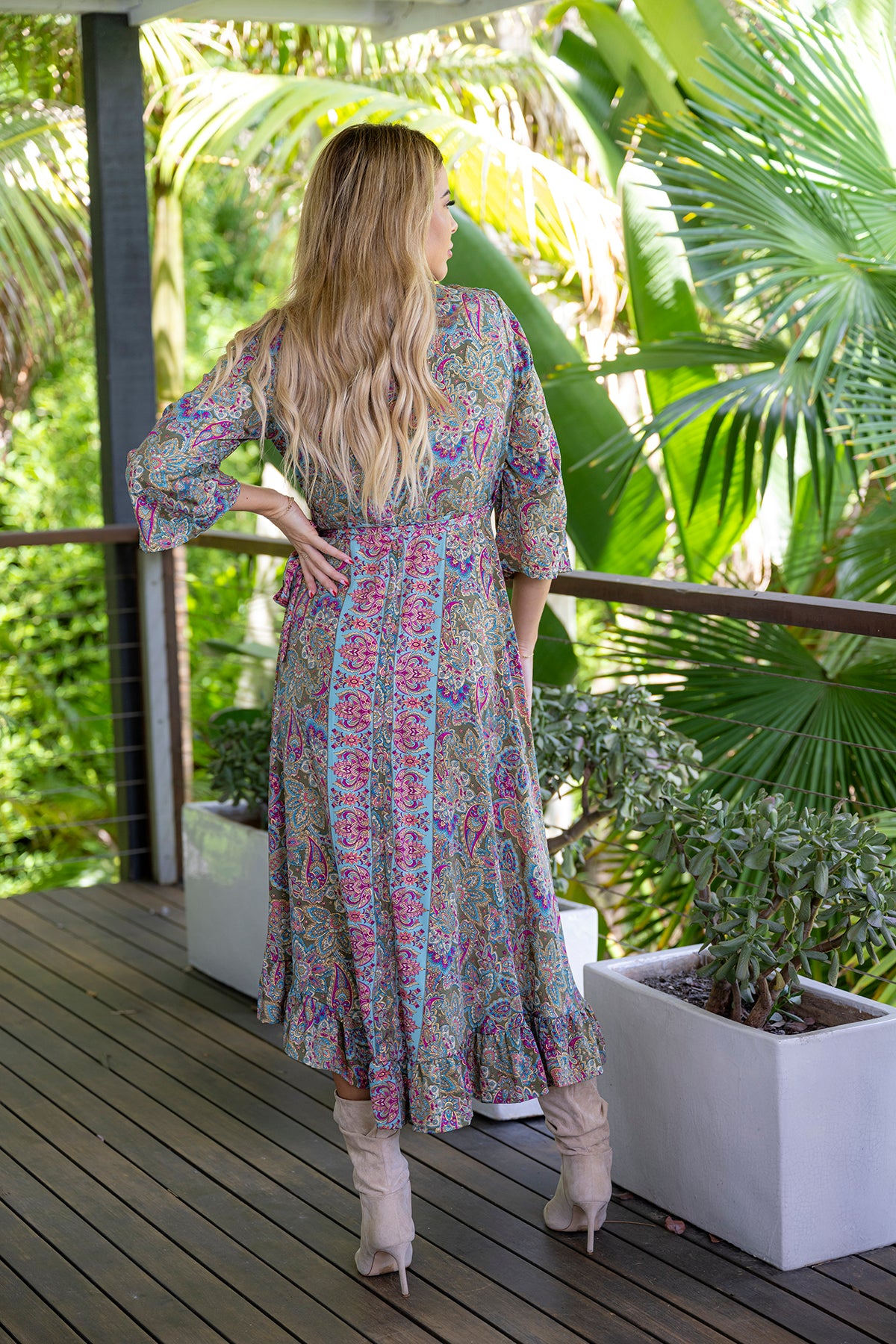 Olive Long Sleeve Wrap Dress