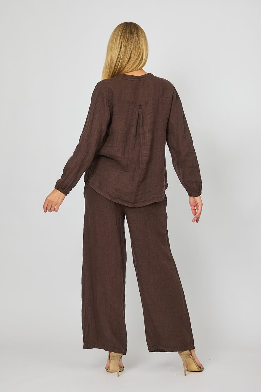 Linen Tied Collar Top