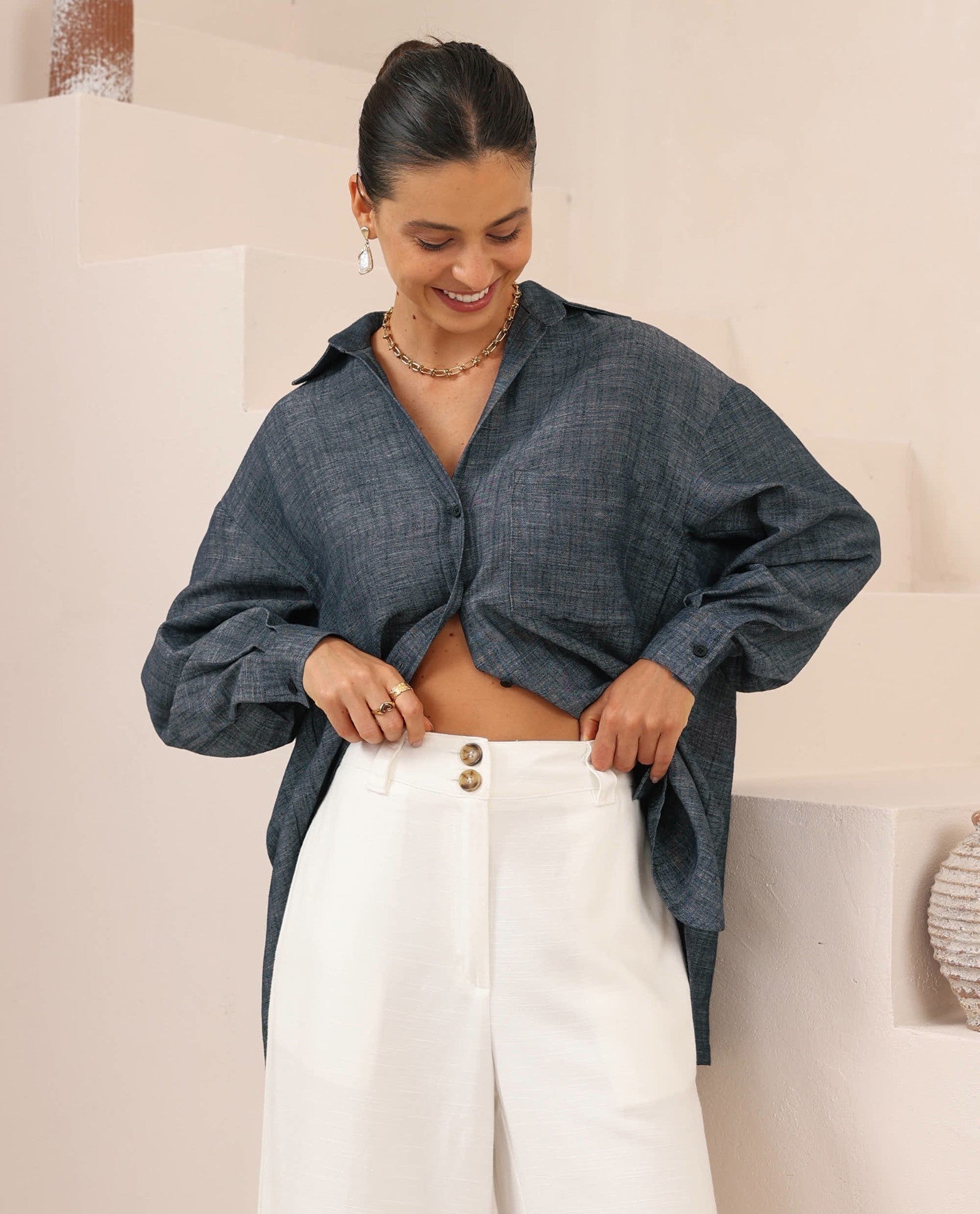 Relaxed Open Collar Shirt