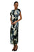 Abstract Satin Twist-Front Maxi Dress