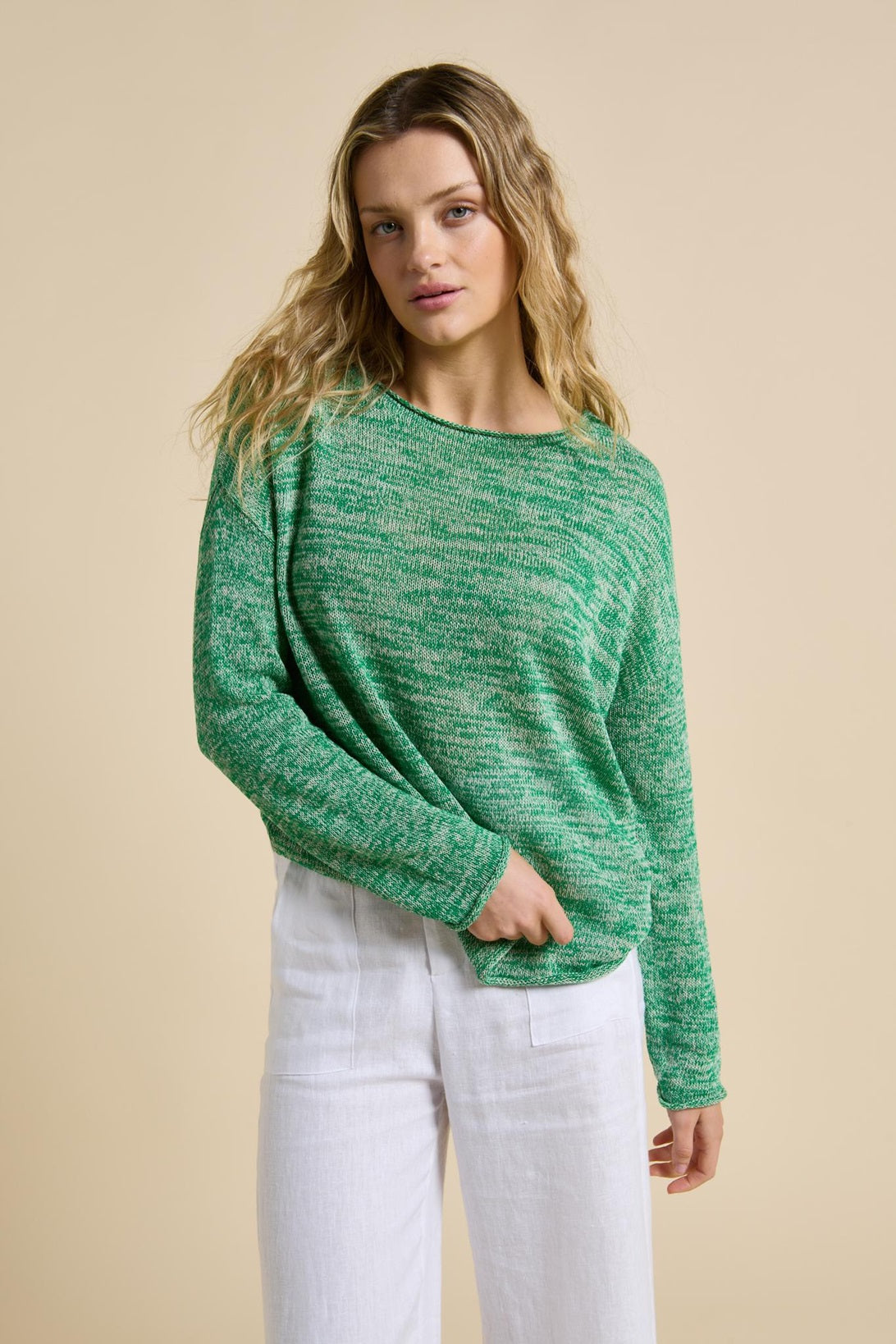 Melange Spring Knit Long Sleeve Top