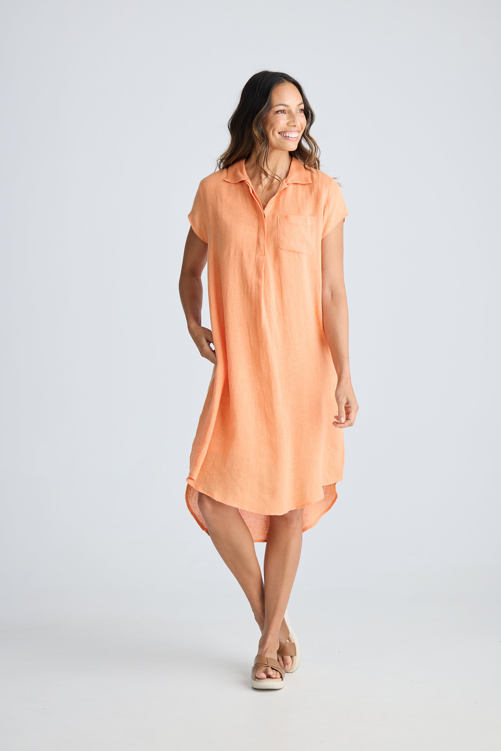 linen tunic dress Ahoy Linen Tunic Dress in White, Coral, Jade Green or Khaki by Holiday - Kindred Spirit