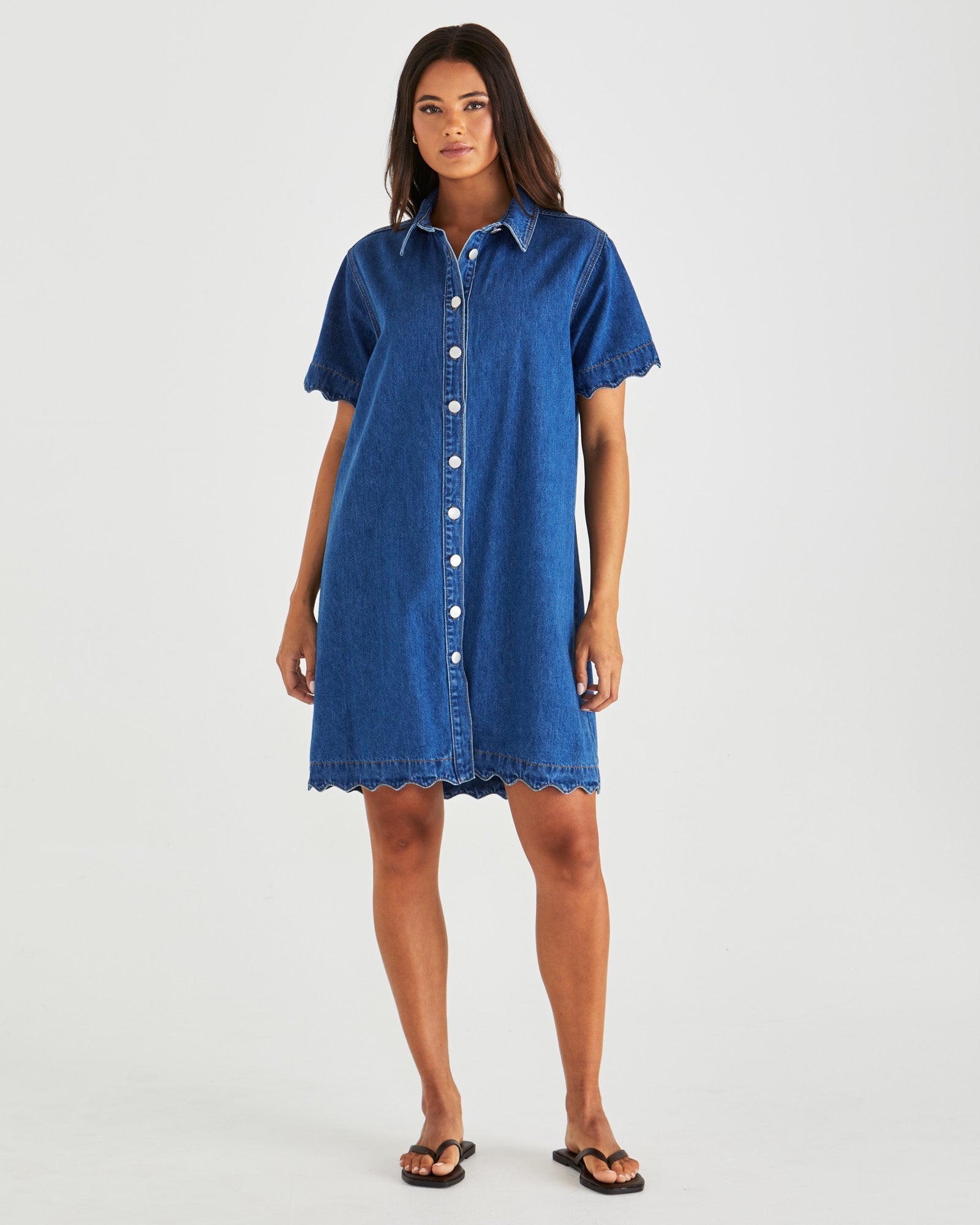 Vale Scalloped Denim Dress