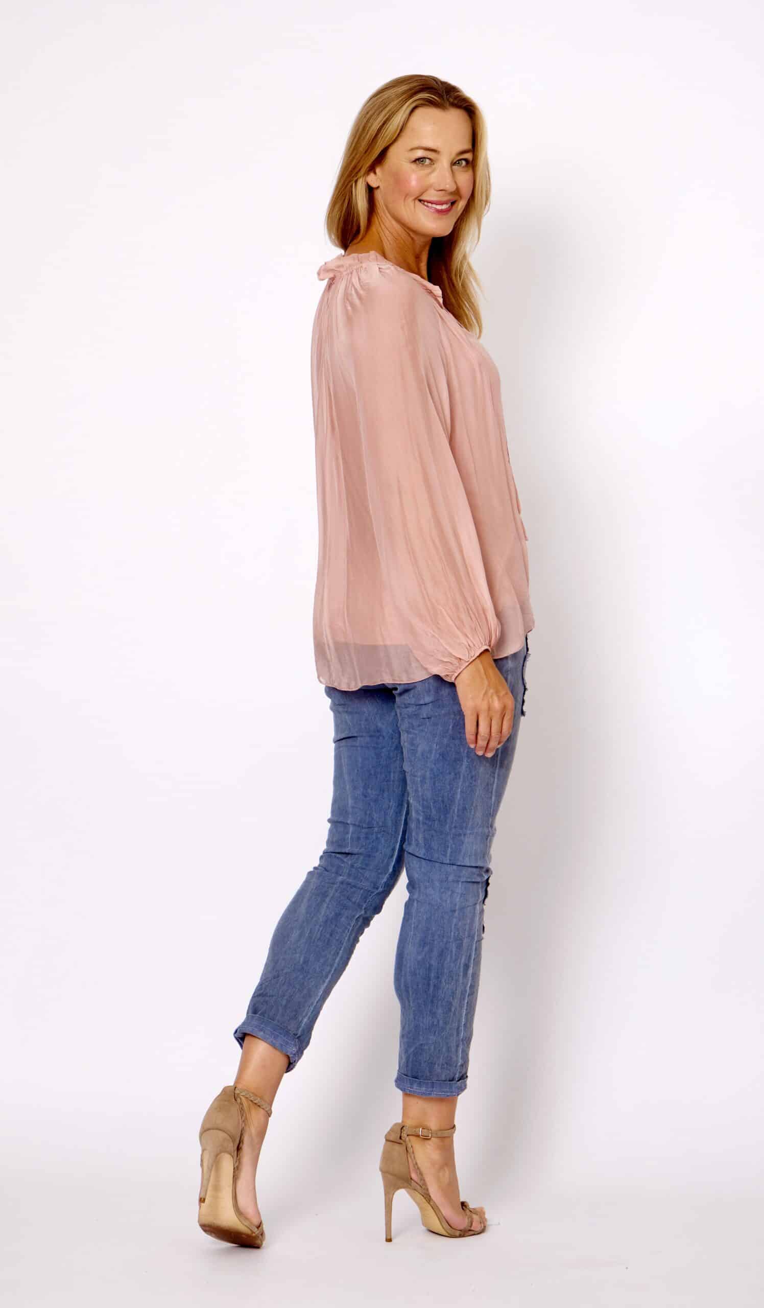 High Frill Tie Neck Top