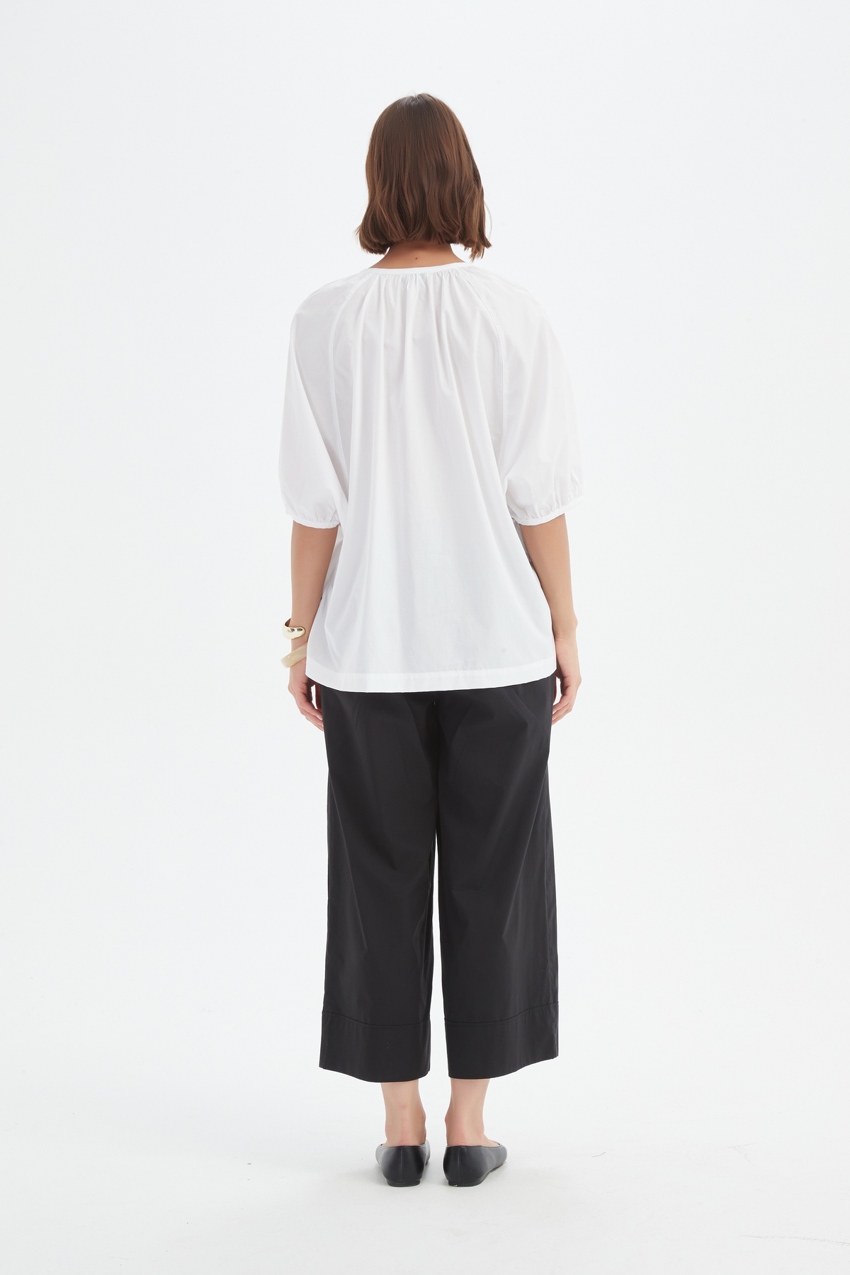 Gathered Notch Neck Top