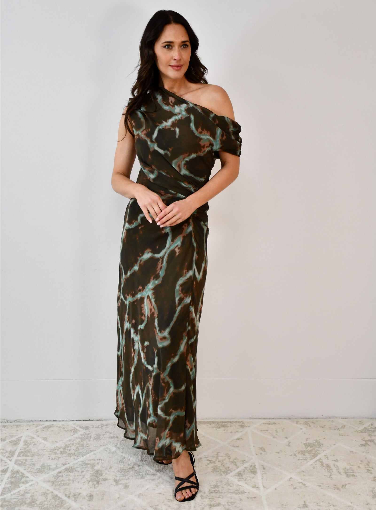 Off Shoulder Print Maxi