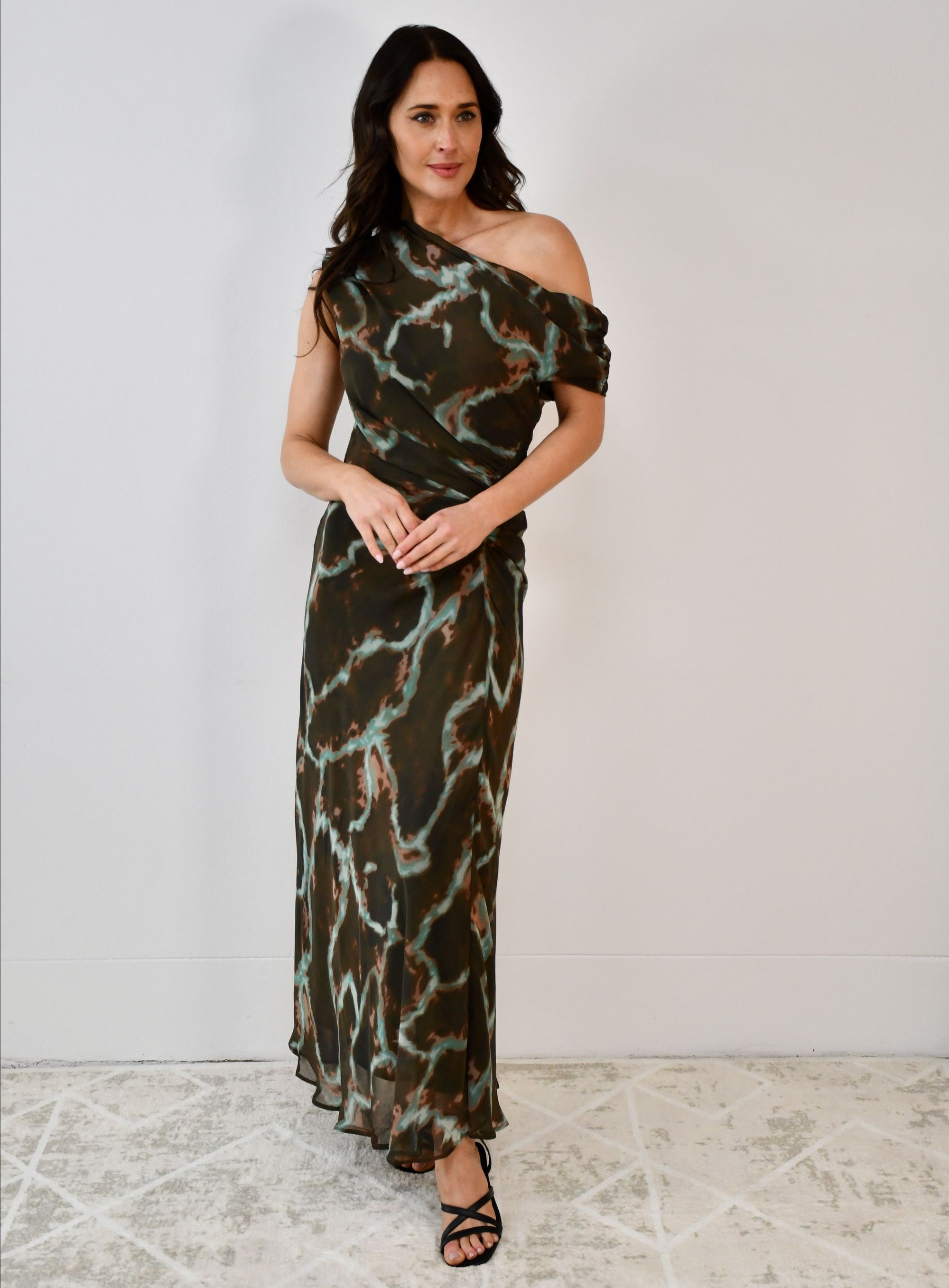 Off Shoulder Print Maxi