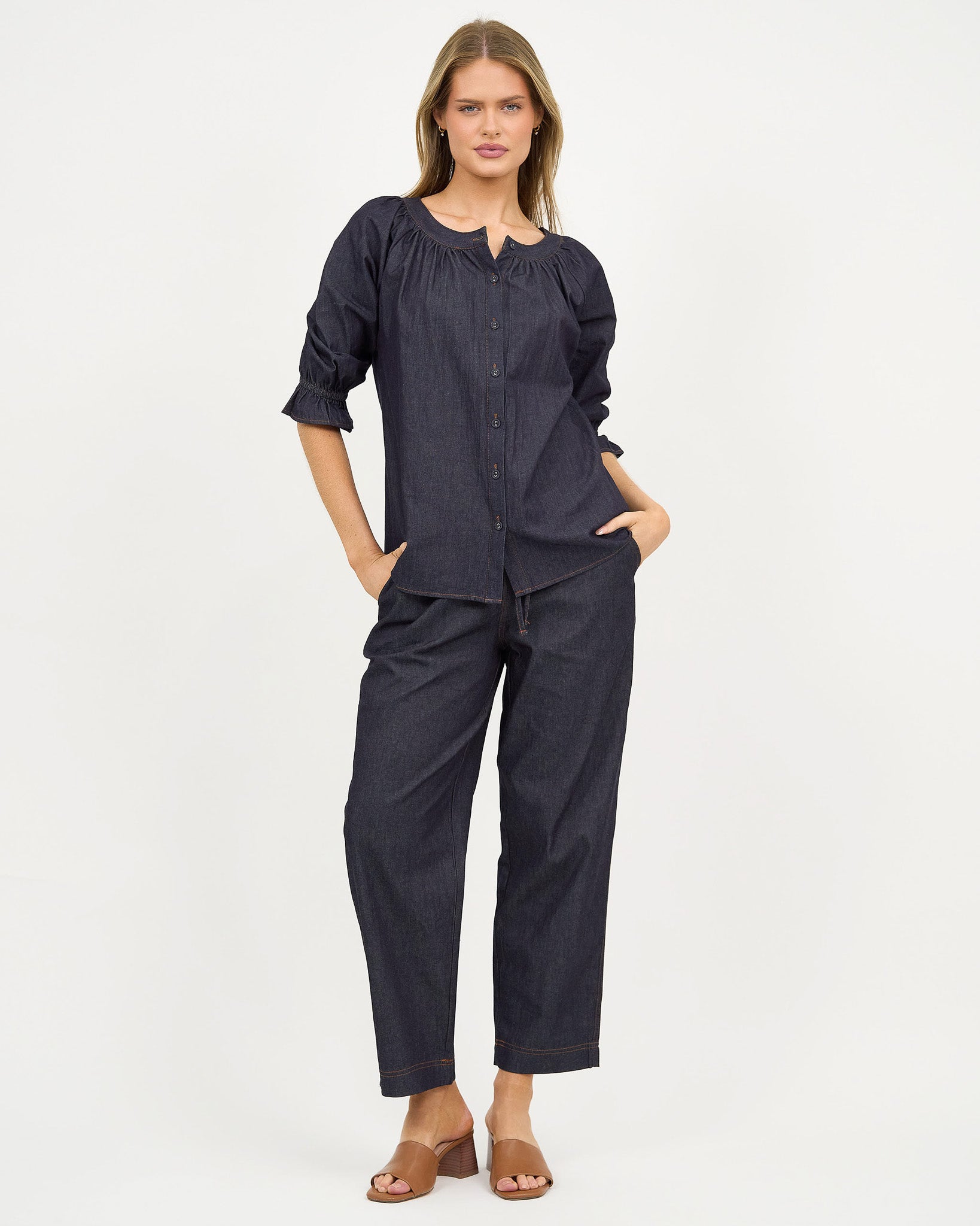 Denim Button Top