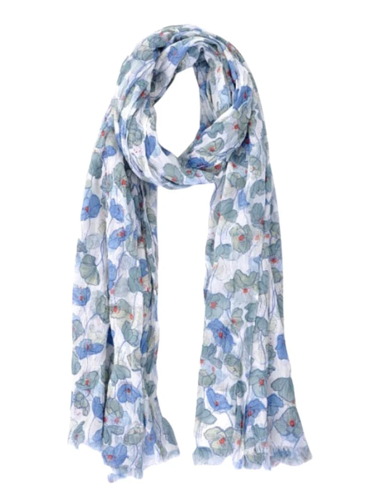 Poppy Print Cotton Scarf