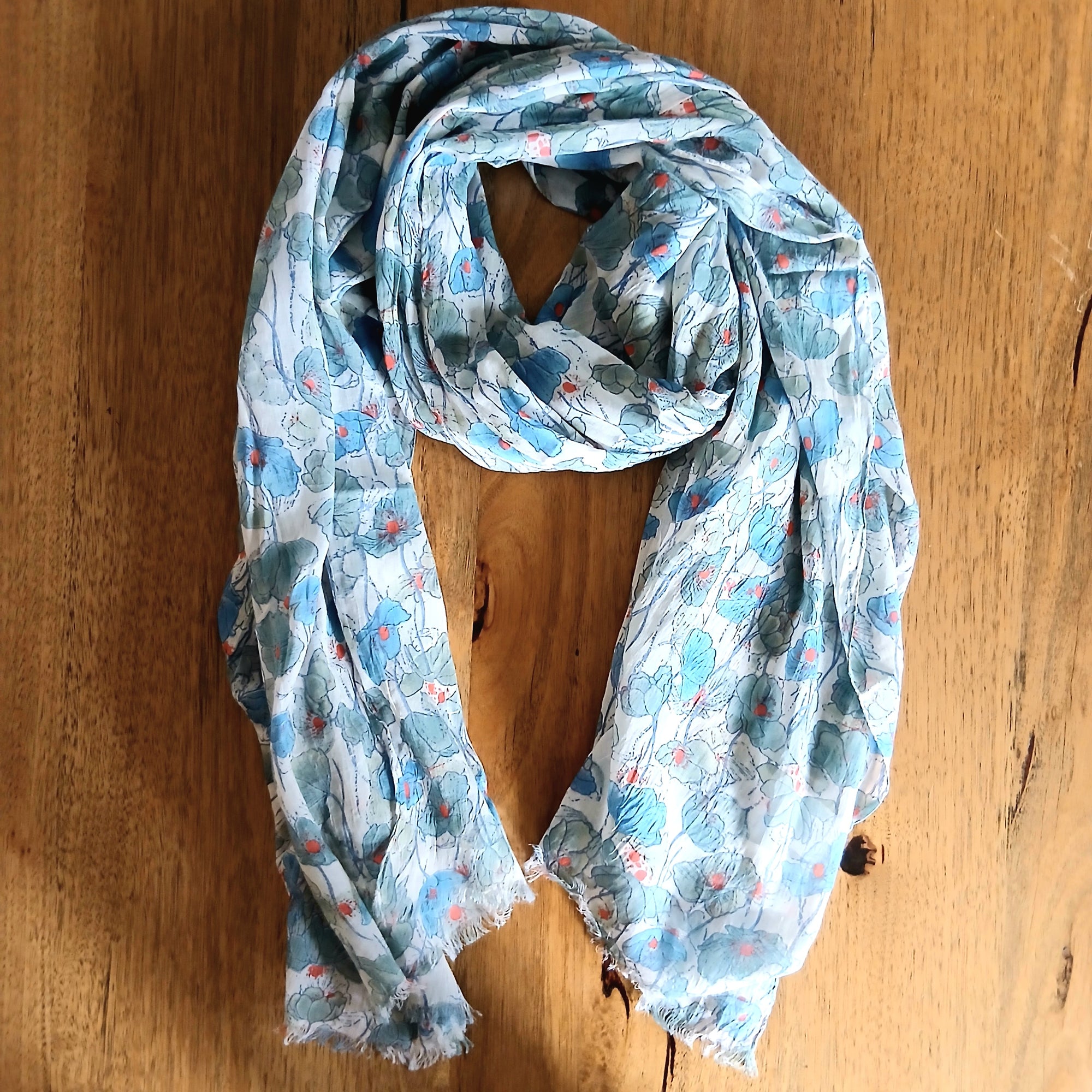Poppy Print Cotton Scarf