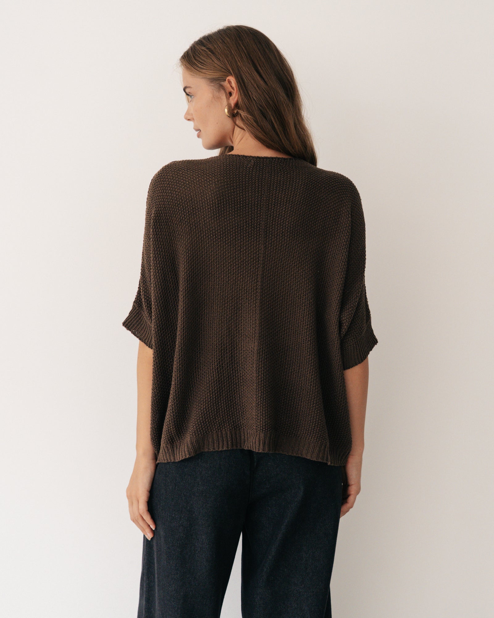 Relaxed V Neck Knit Top