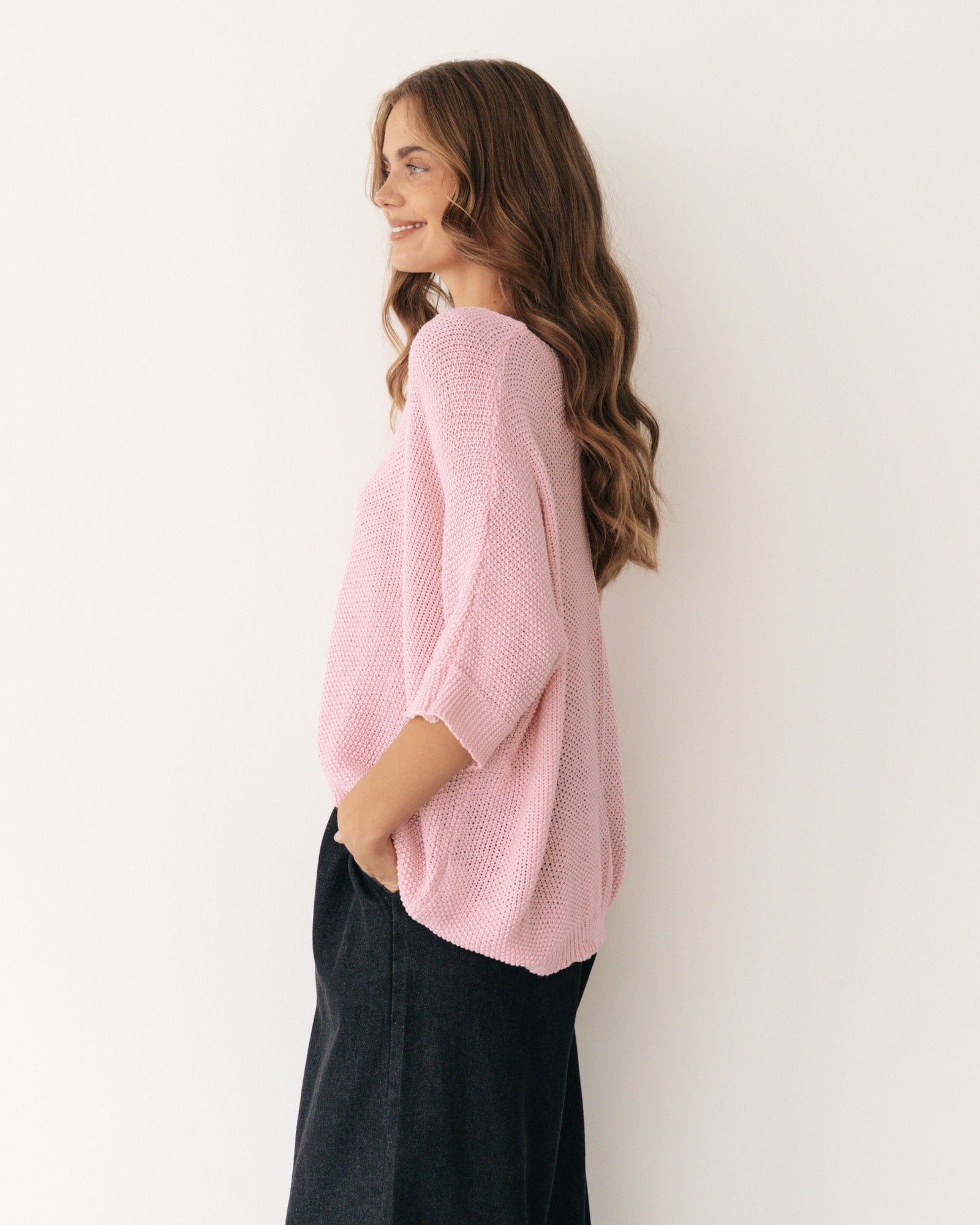 Relaxed V Neck Knit Top