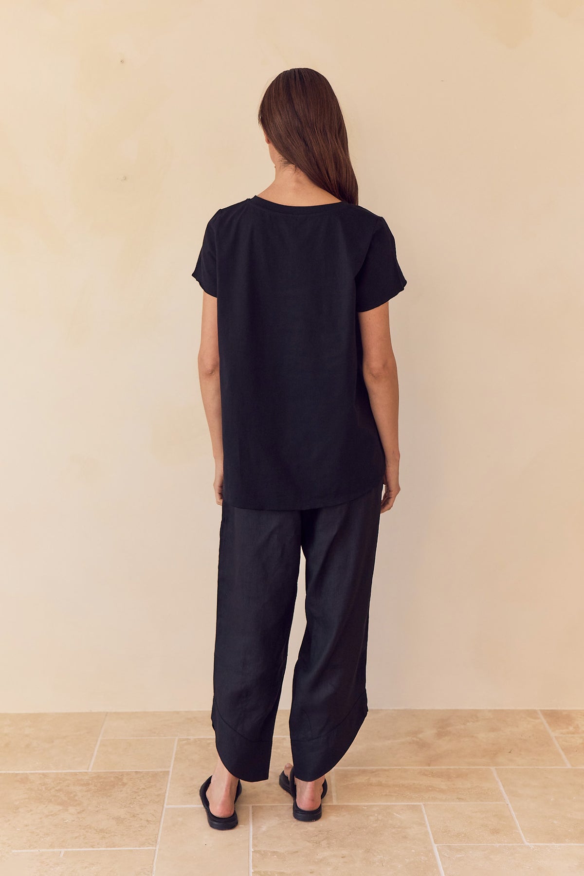 Cotton Contrast Trim Linen Top