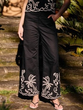 Palm Embroidered Pants