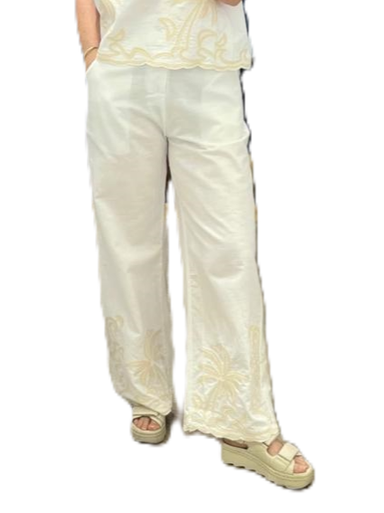 Palm Embroidered Pants