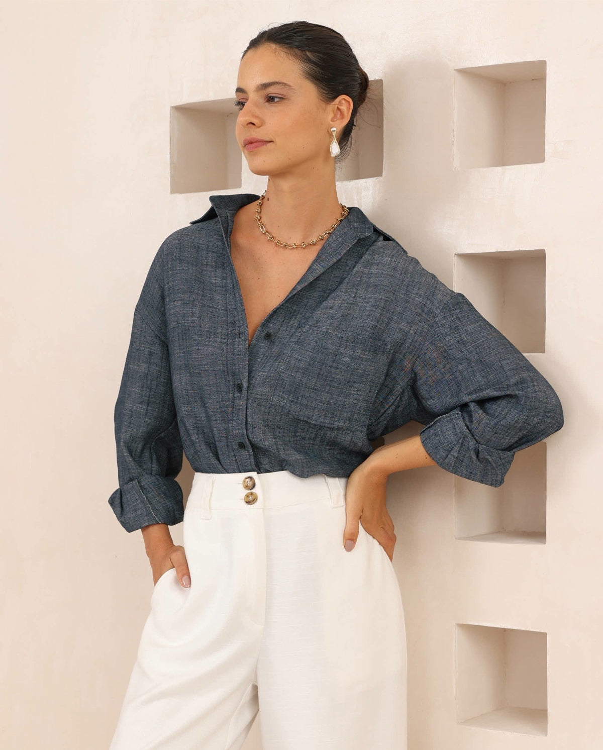 Relaxed Open Collar Shirt